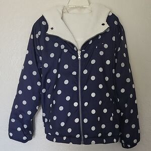 Tommy Hilfiger Navy Polka Dot Kids Puffer Reversible Jacket